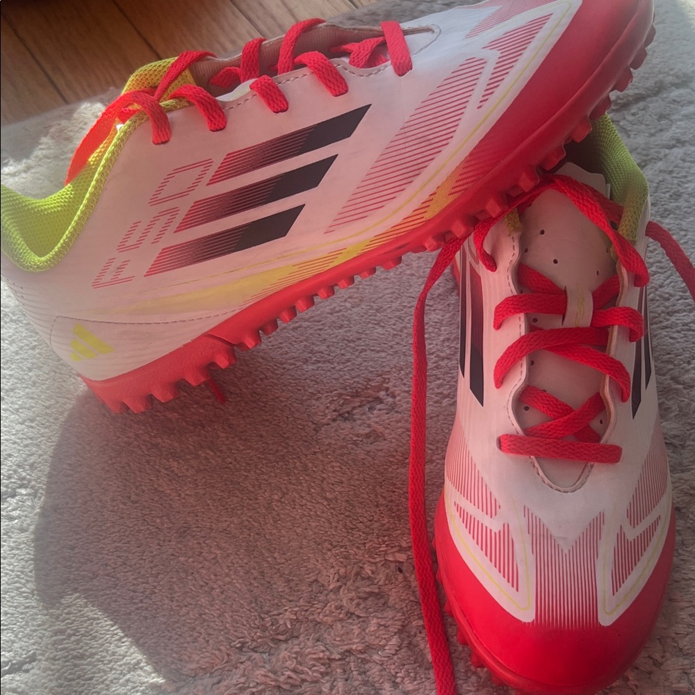 Adidas Kids' White and Neon Pink Sneakers